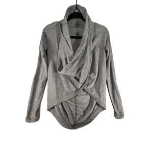 Ivivva by Lululemon Iconic Wrap Top Long sleeve Hood Crop Heathered Gray Sz: 4